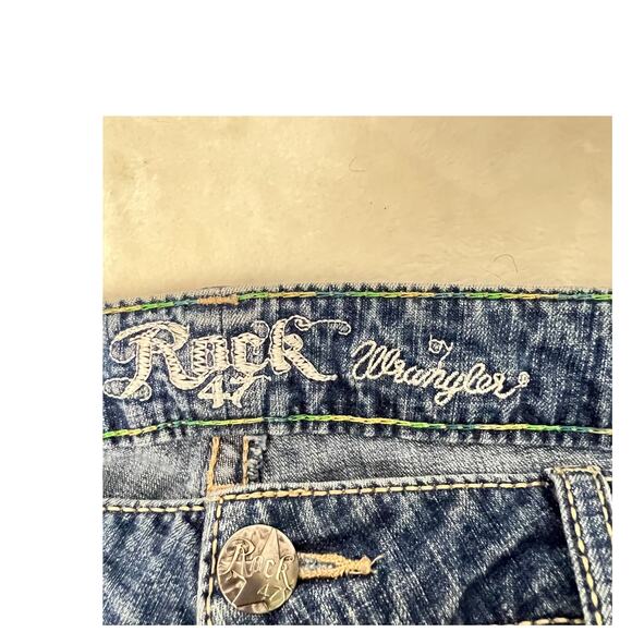 ROCK 47 by Wrangler Women’s Ultra Low Rise Jeans 30x32 Western Cowgirl Grunge - Picture 7 of 9